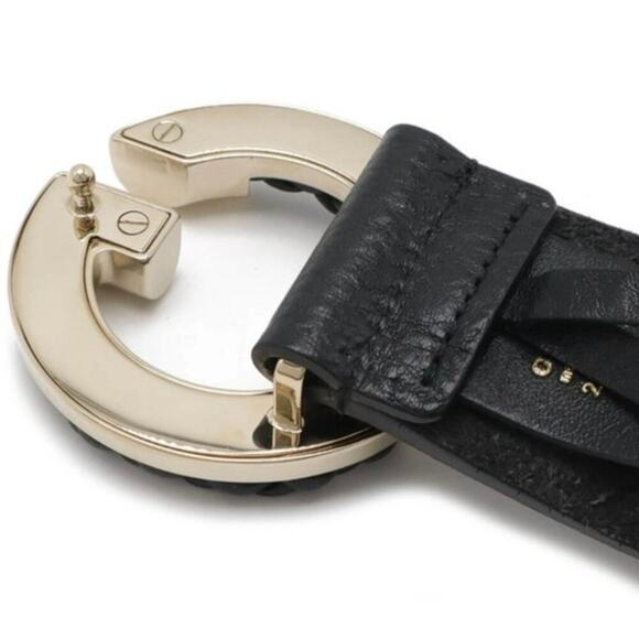 Gucci Unisex Black Calfskin Leather Gold Braided G Logo Buckle‎ Belt | 80•32 main image 14